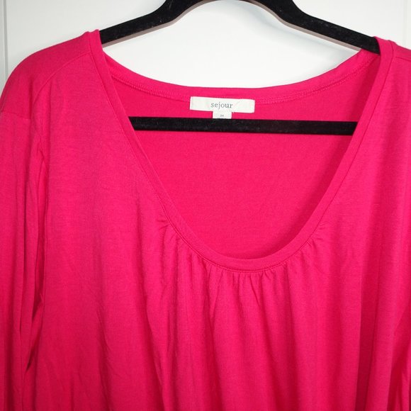 NWT Sejour Nordstrom Pink Plus Size Long Sleeve Tee Blouse - Picture 3 of 6